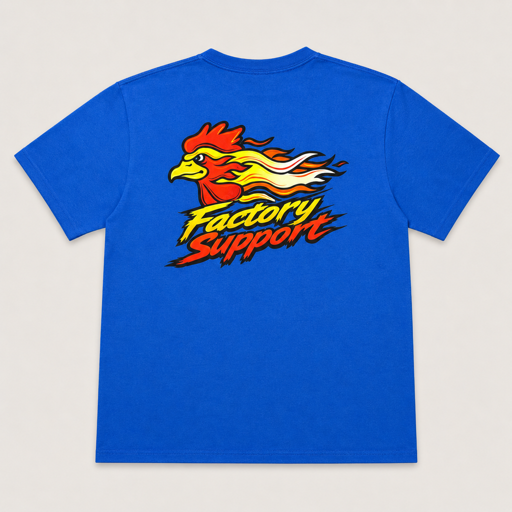 Rooster's Factory Support T-Shirt Blue Front