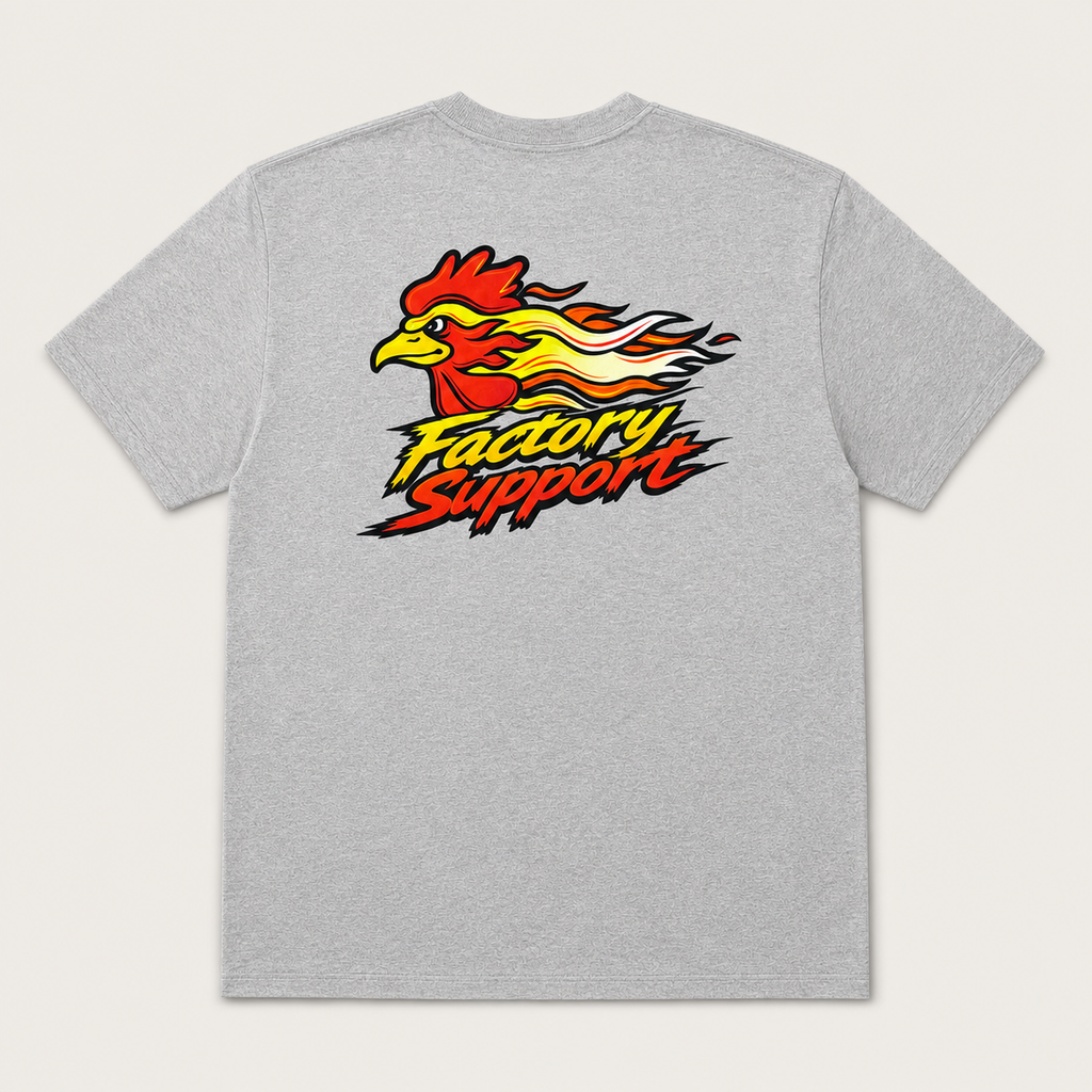 Rooster's Factory Support T-Shirt Gray Front