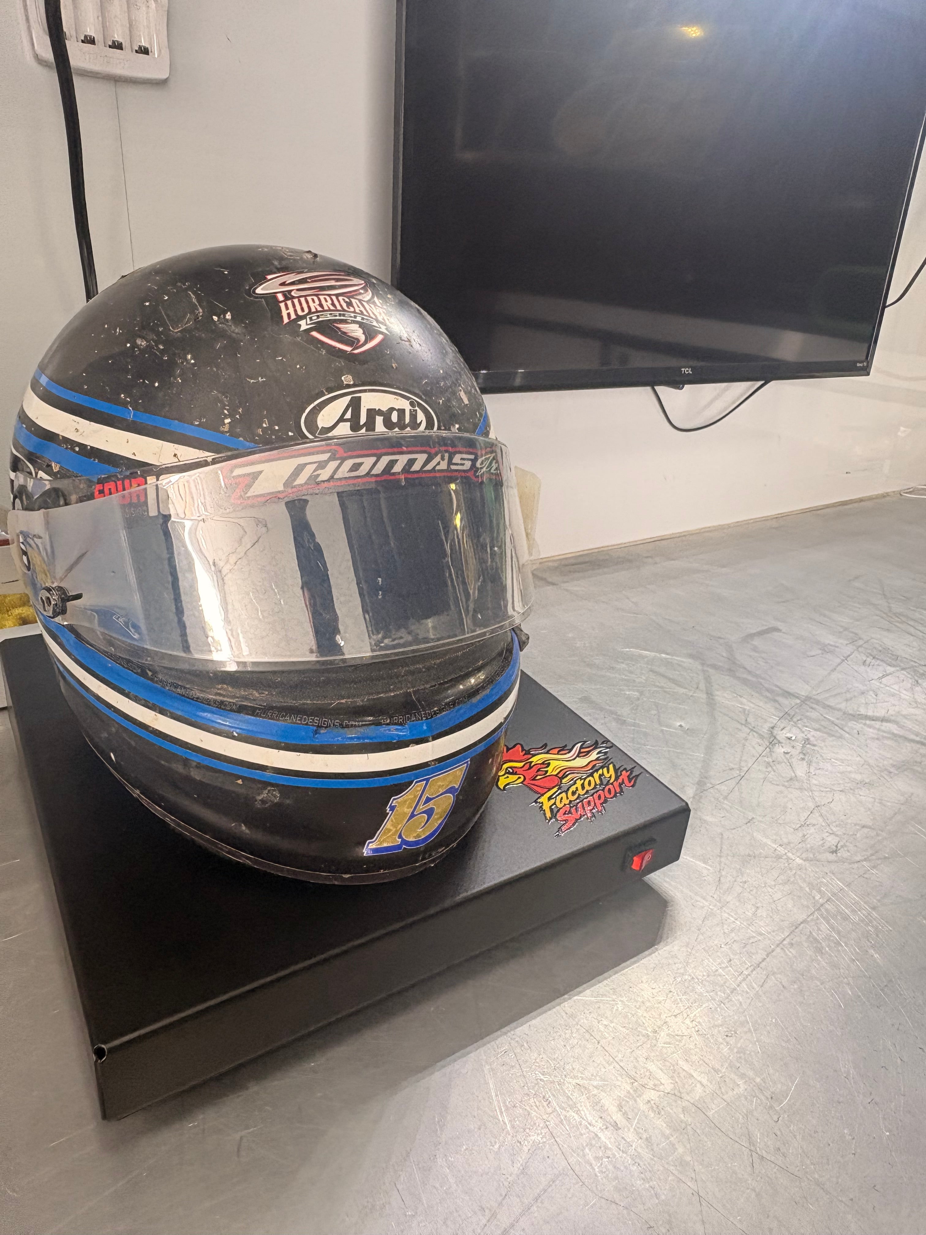 Arai racing helmet on Factory Support V1 Helmet Dryer
